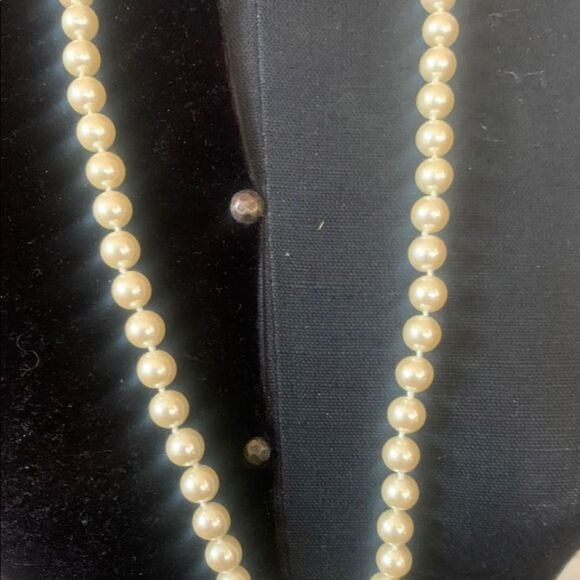 Vintage Gold Satin Tone CAROLEE Faux Pearl Beads Beaded Toggle clasp Necklace - Picture 6 of 11